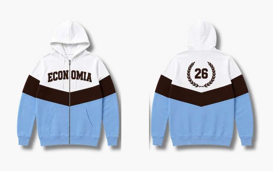 Campera 02 · ECONOMIA, campera de egresados Tribu, frente y espalda