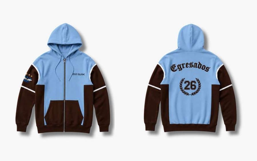 Campera 06 · EGRESADOS 26, campera de egresados Tribu, frente y espalda